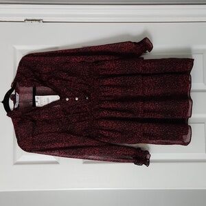 🌸3/$25! NWT Zara Tiered Red and black leopard print mini dress- Size M